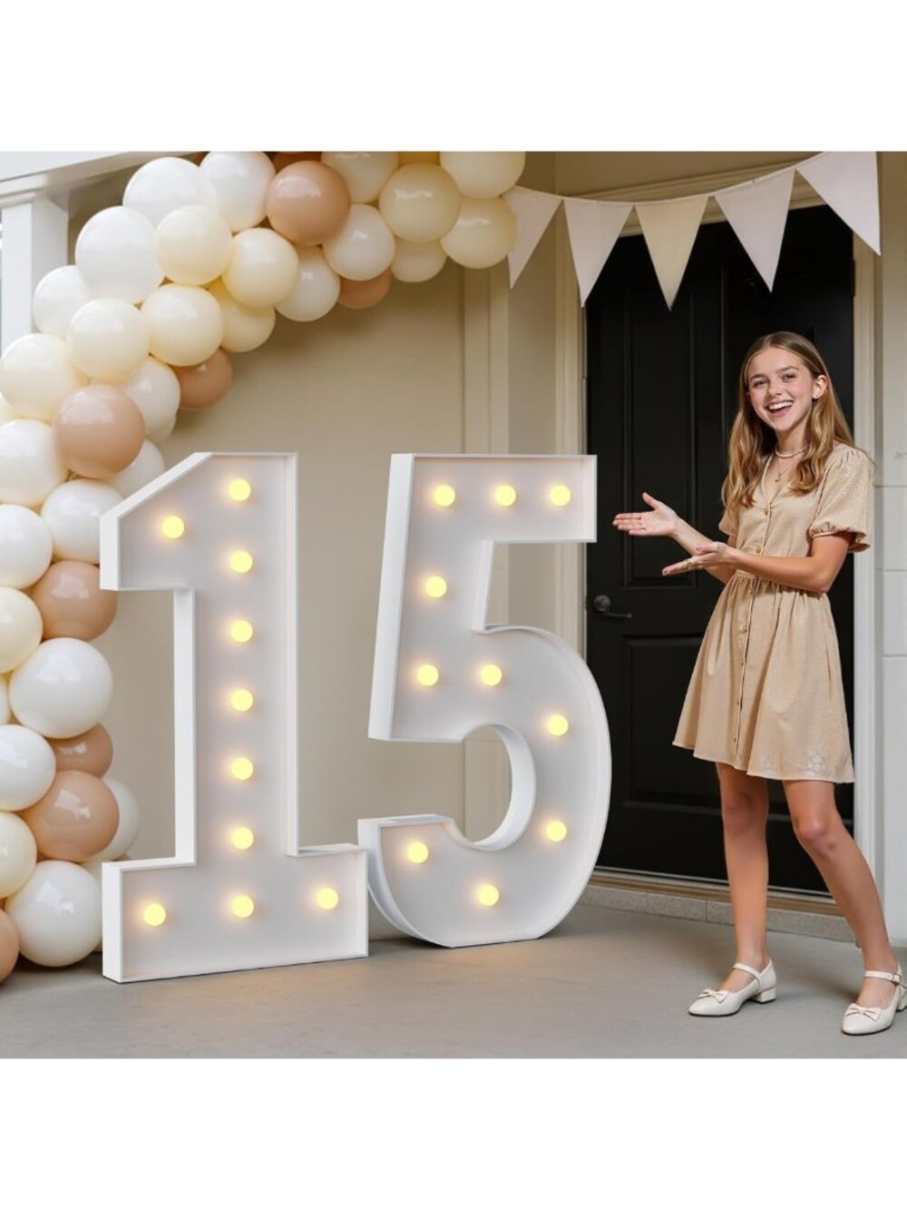 4FT Light Up Marquee Numbers 15 - Perfect for 15th Birthday Party Decor